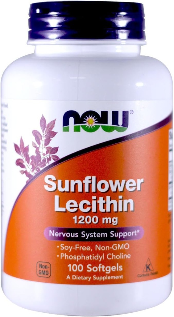 Şimdi Gıdalar Sunflower Lecithin Non-GMO, 1200 mg, 100 Sgels (2 Pack)