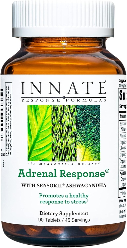 INNATE Response Formulas - Adrenal Response Herbal Supplement - Με Ashwagandha - Προάγει την βέλτιστη αντίδραση στρες - Μη-ΓΤΟ, χορτοφάγοι, και να γίνει χωρίς 9 αλλεργιογόνα τροφίμων - 90 δισκία (45 εξυπηρετούν)
