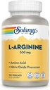 SOLARAY L-Arginine 500 mg, Nitrik Oksit Supplement, Endurance, Enerji, Kalp Sağlığı Desteği, 100 Hizmet, 100 VegCaps