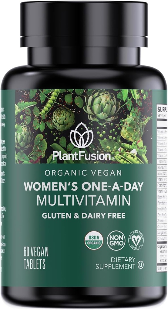 PlantFusion Organic Multivitamin for Women - One Daily Whole Food Mix Women's Multivitamin - Vegan, Non-GMO, Gluten Free & Dairy Free - 60 Tabletler (2 Ay Supply)