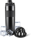 Buz Shaker, paslanmaz çelik Shaker Şişe | 20 oz, Black | 24+ Saatler için Soğuk Savaş | Twist-on Agitator | Odor-Free Şişe Protein Shakes, Water, Smoothies, Cocktails
