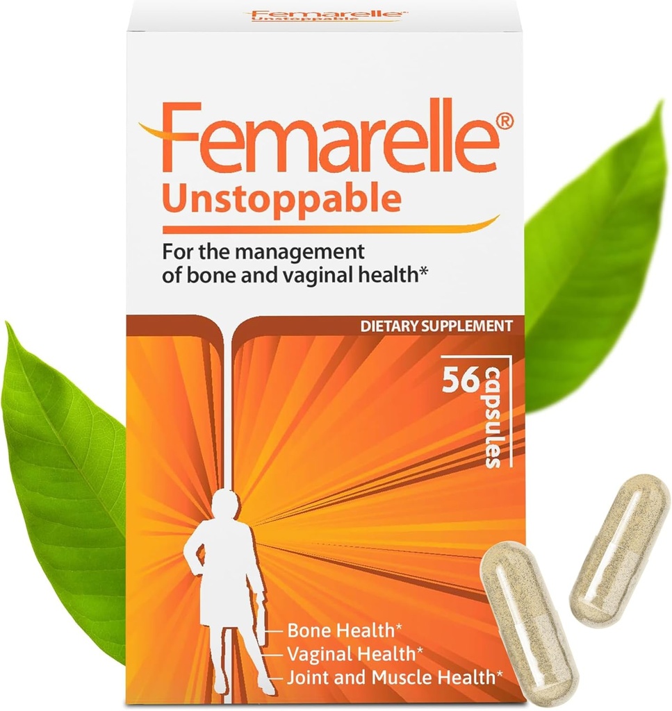 Femarelle® Unstoppable –Συμπλήρωμα διατροφής για γυναίκες – Υποστήριξη των οστών, των μυών και των αρθρώσεων & Κολπική υγεία – 56 κάψουλες – Μη ορμονικά – Κλινικά Σπουδές