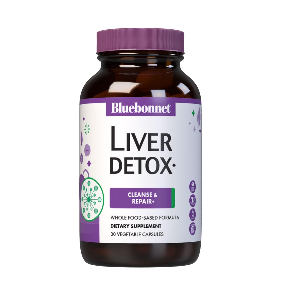 Bluebonnet Beslenme Liver Detox, Liver Health*, Antioksi Koruma*, Soy-Free, Gluten-Free, Kosher sertifikalı, Non-GMO, Süt-Free, 30 Sebze Kapsülleri, 30 Hizmet