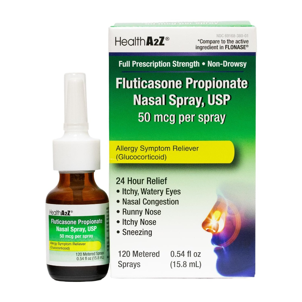 SağlıkA2Z Fluticasone Narconon Nasal Sprays, 24 Saat Antivirüsleri,120 Spreys, 0,54 fl oz