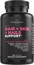 Livingood Daily Hair, Skin & Nails Supplement, 14-in-1 Formula with Biotin, Collagen, Keratin, Bamboo, Selenium, Folate, B12, Zinc and More, Συμπλήρωμα ομορφιάς για γυναίκες & άνδρες, Χωρίς γλουτένη, 60 κάψουλες