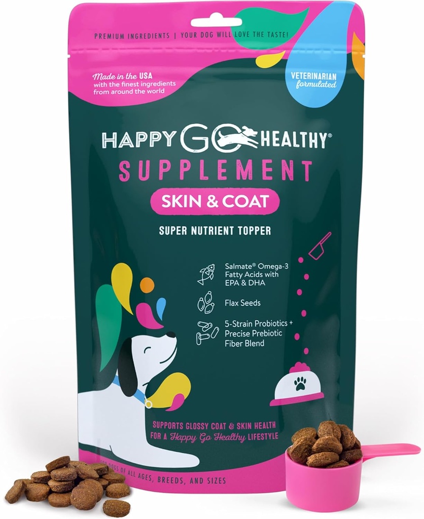 Köpekler için Skin & Coat Supplements | Dog Itching Skin Relief & Promosyonlar Shiny Skin Coat for Köpekler | Omega 3 All-Doğal Malzemeler Tasty Kibble Dog Food Topper | 60 Count Pack