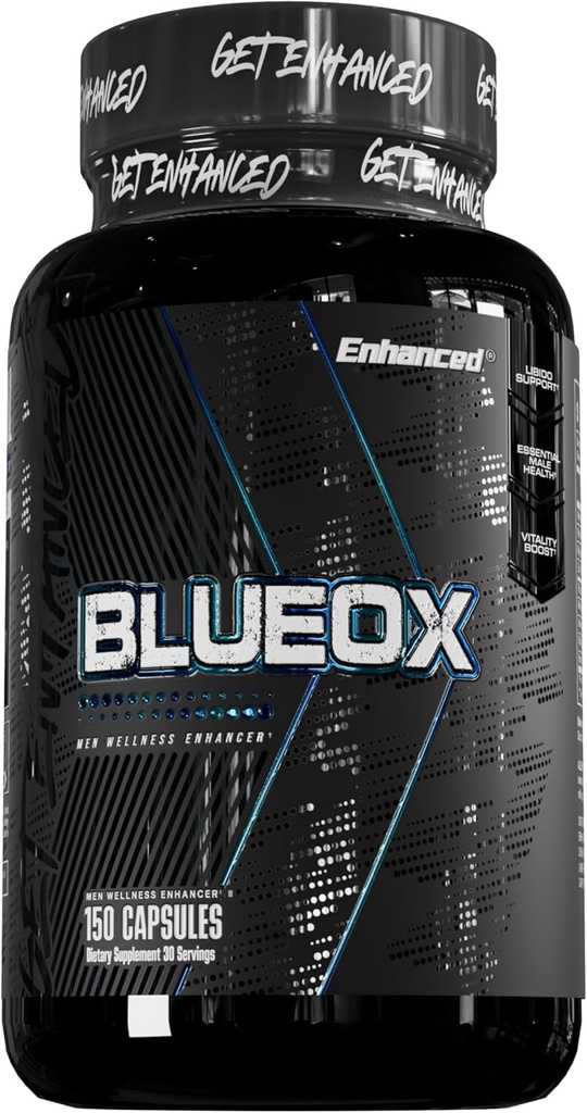 Enhanced Labs - Blue Ox Testosterone Booster- Φυσικό συμπλήρωμα τεστοστερόνης για αυξημένη δύναμη & τεστοστερόνη για άνδρες (150 κάψουλες)