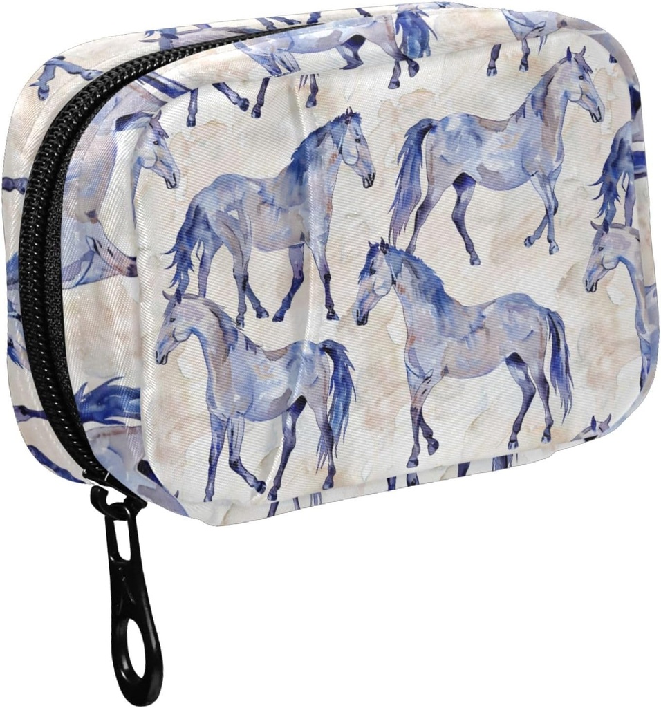 Fustylead Watercolor Χέρι Σχεδίαση Όμορφη Horses Hill Organizer για την τσάντα, Weekly Portable Pill Box με Zipper στην αποθήκευση Βιταμίνες Fish Oils Συμπληρώματα
