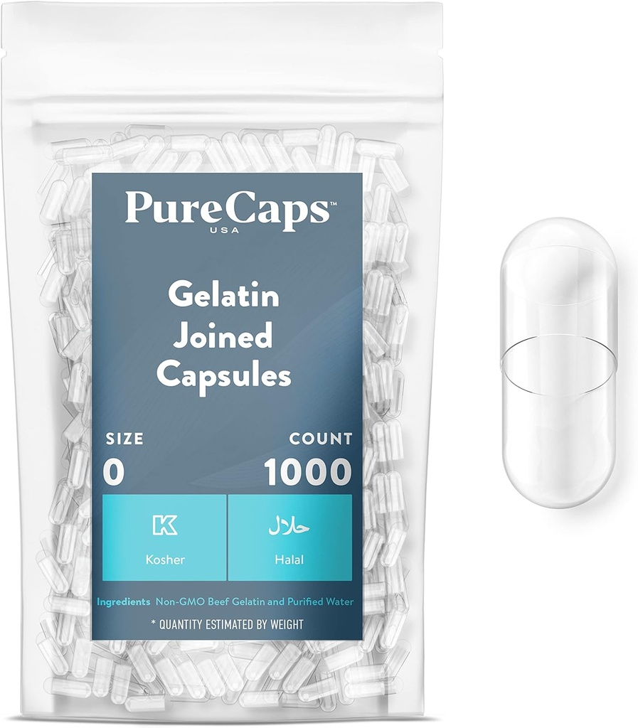 PureCaps USA - Empty Gelatin Κάψουλες Μέγεθος 0