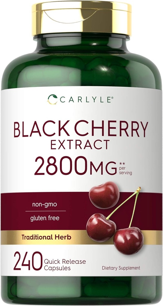 Carlyle Black Cherry Extract 2800 mg | 240 Capsules | Non-GMO ve Gluten Free Formula | Prunus Serotina Supplement