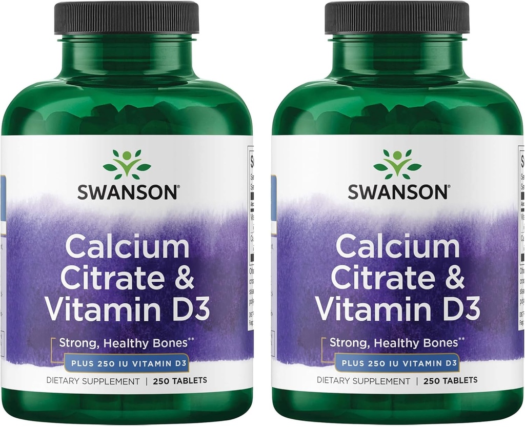 Swanson Calcium Citrate & Vitamin D3 250 Tabs (2 Pack)