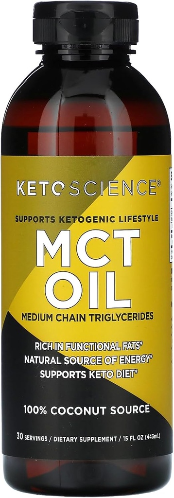KETO SCIENCE Ketgen MCT Petrol, Diyet Supplement,% 100 Coconut'dan yapılmış, Enerjiyi teşvik eder, Unflavored, 15 Fl Oz