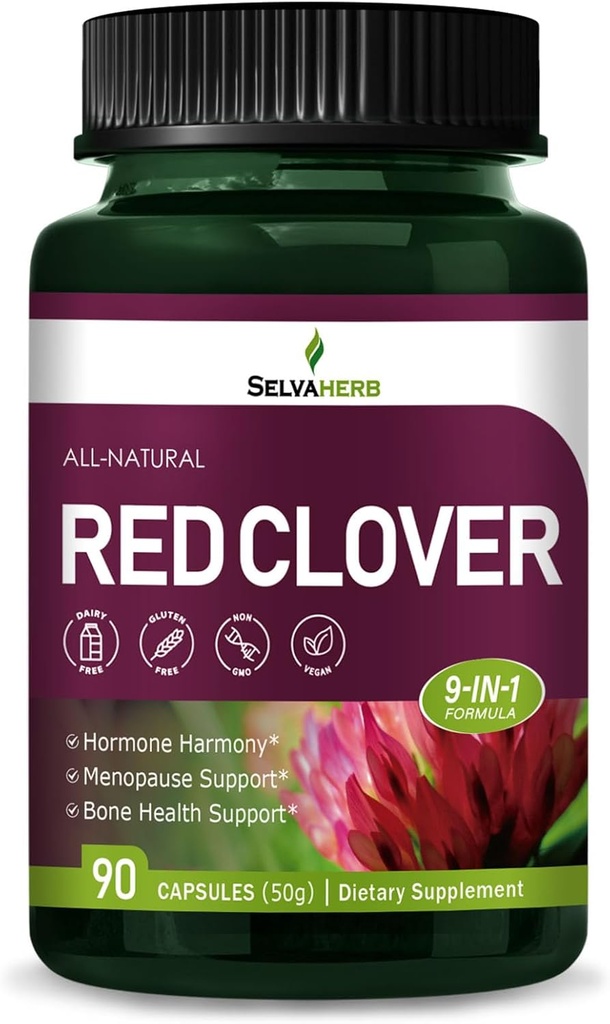 Red Clover Blossoms Herb Hormone Harmony Κάψουλες για γυναίκες, Εμμηνόπαυση Ανακούφιση Βοτανικά συμπληρώματα με Black Cohosh Wild Yam Natural Extract. 90 Αριθμός