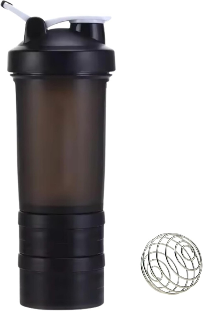 Protein Shaker Şişe Depolama Karşılaştırması | Pre-Workout, protein, Supplements | 16.9 oz (500 ml) [Black]