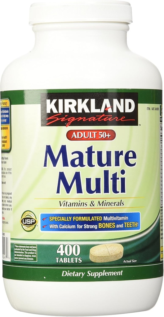 Kirkland Signature Adults, 50 plus Mature Multi Vitamins & Minerals, 400 Count Tablets