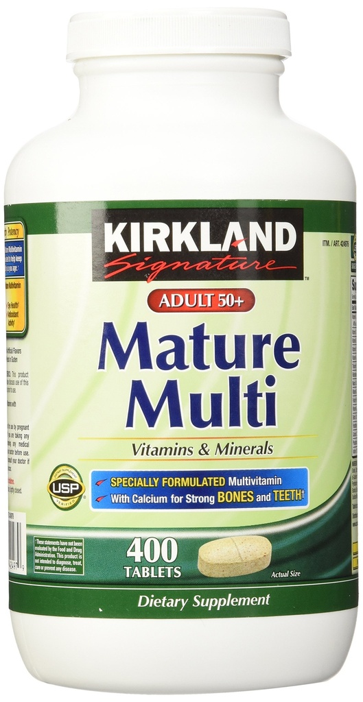 Kirkland Signature Adults, 50 plus Mature Multi Vitamins & Minerals, 400 Count Tablets