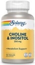 SOLARAY Choline & Inositol 250 mg | Sağlıklı Fat Metabolism, Beyin Fonksiyonu Desteği | 100 VegCaps