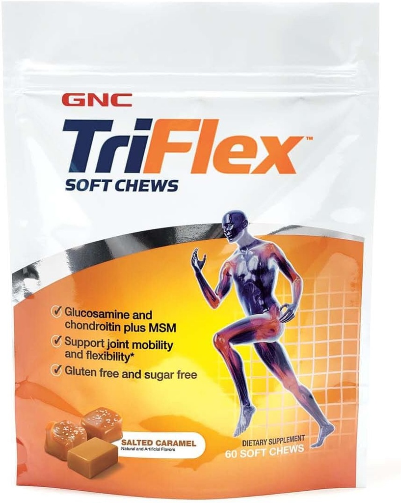 GNC TriFlex μαλακά μάσημα, αλατισμένα καραμελωμένα, 60 μαλακά μάσημα, υποστηρίζει κοινή υγεία