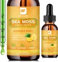Sea Moss Liquid Drops - Organik İrlandalı Deniz Moss Gel Spirulina, Bladderwrack, Burdock Root, Pinapple Seamoss Gel Supplement for Common, Detox Cleanse & Digestion Support - 2 Fl Oz, Vegan