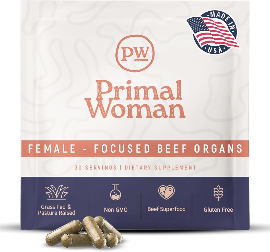 Kadınlar için Beef Organ Supplement - Heart, Liver for Women, Grass Fed, Pasture Yükseltilmiş Liver | Primal Beef Organ Capsules Kadın (60 Capsules)