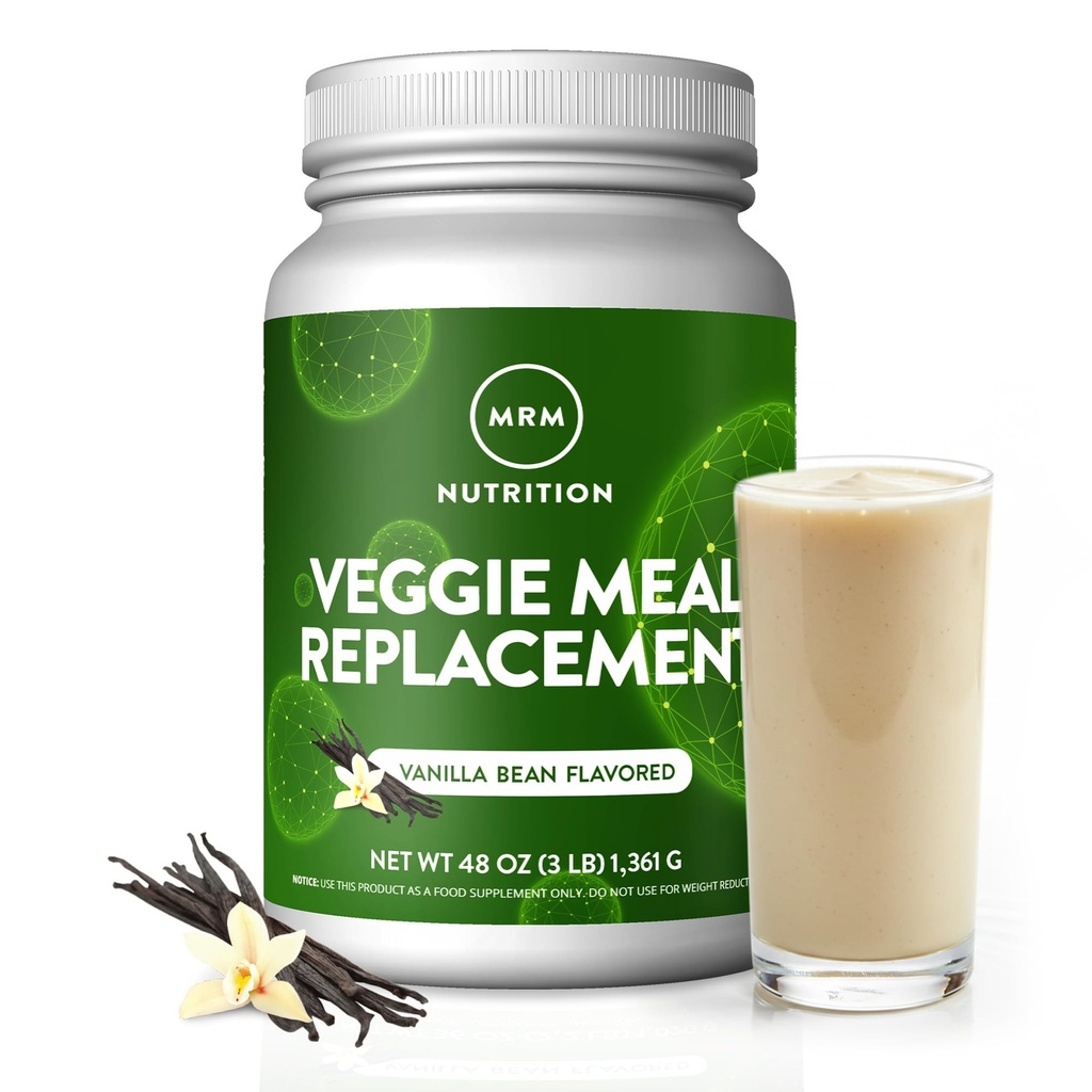MRM Nutrition Veggie Meal Replacement Protein - Vanilla Bean Flavored, 22g Vegan, for Women & Men, Macronutrient Formula with Enzymes & Amino Acids - 28 Servings