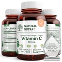 Çocuklar ve Yetişkinler için Doğal Nutra Vitamin C Supplement, Immune Branson, Kemik Sağlığını Destekler, Cilt ve Kalp Sağlığı, Sebze Kaynağını Korumak, 500 mg, 100 Vegan Wafers