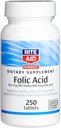 Rite Aid Folic Acid, 667 667 DFE Folate / 400 mcg Folic Acid, 250 Tablet | Diyet Supplement | Folic Acid 400 MCG | Prenatal Vitaminler Folic Acid