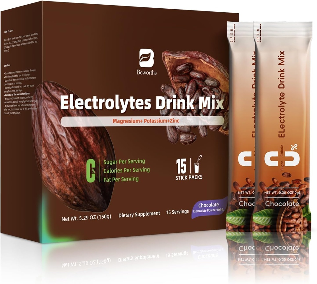 Elektrolyte İçecek Mix için Toz Paketleri | Sugar-Free Electrolytes Packets with Vitamins & Magnezyum Replenish Hydration - 15 Sticks