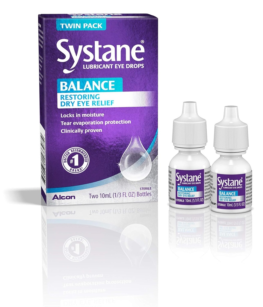 Ισορροπία Systane Λιπαντικές σταγόνες ματιών, Twin Pack, 10 mL κάθε