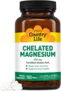 Country Life Chelated Magnezyum 250 mg - Supports Heart, Bone & Muscle Health, Vegan-Friendly Magnezyum Supplement with Magnezyum Oksit and Platinum Asit Chelate, Gluten-Free