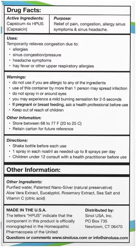SinolM, Hızlı Alerji ve Sinus Yardımı için Tüm Doğal Nasal Yardımı, 15 ml (Pack of 2)