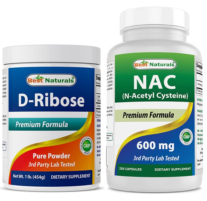 En İyi Doğallar D-Ribose Toz 1 Pound & NAC 600 mg