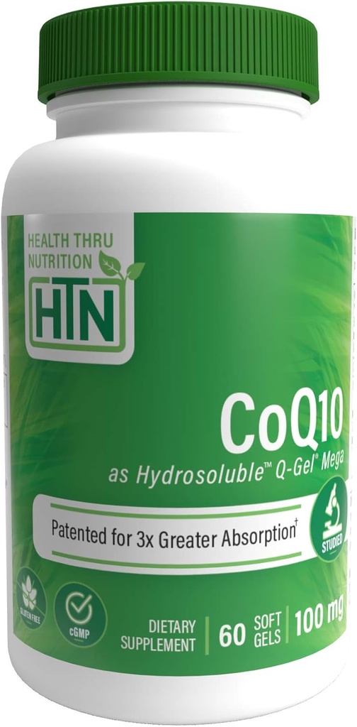 Sağlık Thru Beslenme Q-Gel CoQ-10 100 mg with Vitamin E: 3X Aborpsiyon, Klinik olarak Cardiovascular & Mitochondrial Support (60 Softgels) için bakımlandı