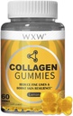 WXW Hydrolyzed Collagen Peptides Gummies for Women, Μη ΓΤΟ Αντιγηραντική Φόρμουλα με Βιοτίνη, Ψευδάργυρο, Βιταμίνες C & E για Μαλλιά, Δέρμα και Καρφιά 