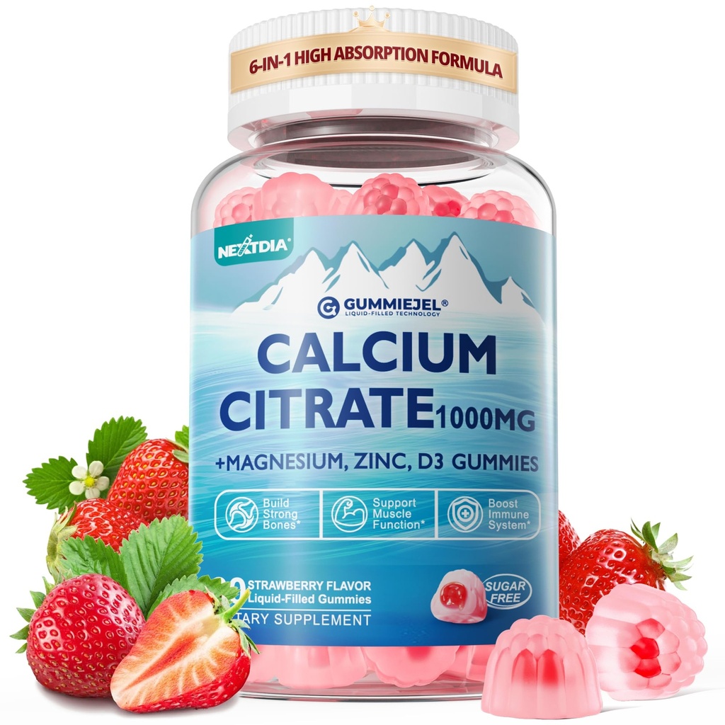 Kadınlar ve Erkekler için 1000 mg, 6in-1 Macau Magnezyum Gummies + Vitamin D3, B6 & Piyal Yüksek Abpsiyon, Dişler, Kas & Nerve Health, Vegan, Sugar Free,60Cts
