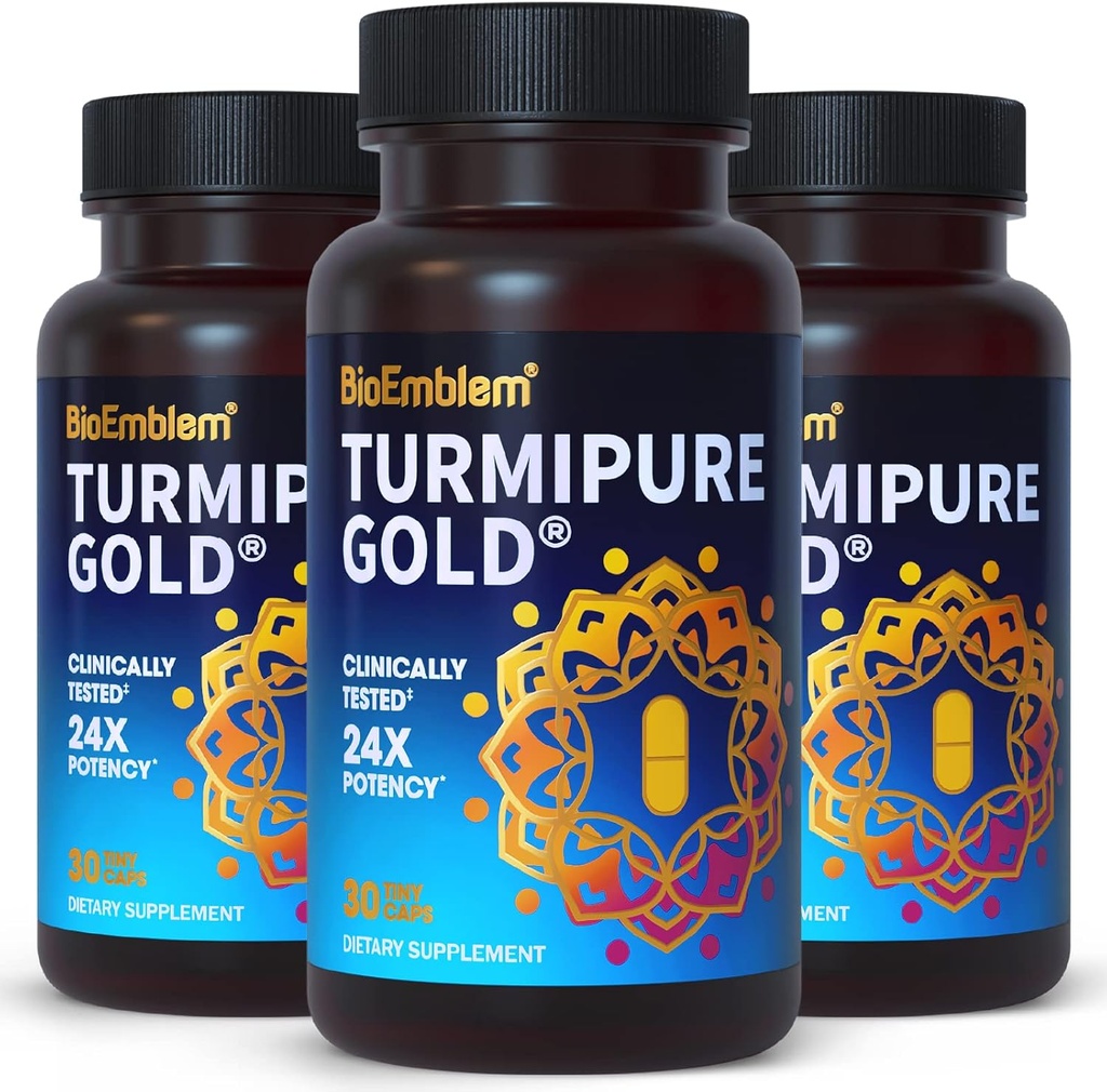 BioEmblem Turmeric Curcumin with Clinically Studied TurmiPure - Κοινή Υποστήριξη, Υγιεινή Φλεγμονή Turmeric Συμπληρώματα - 1 Μικρό Cap Καθημερινή, 24x Περισσότερα Απορρόφηση από άλλους - Μη ΓΤΟ, 90 Υπηρετώντας