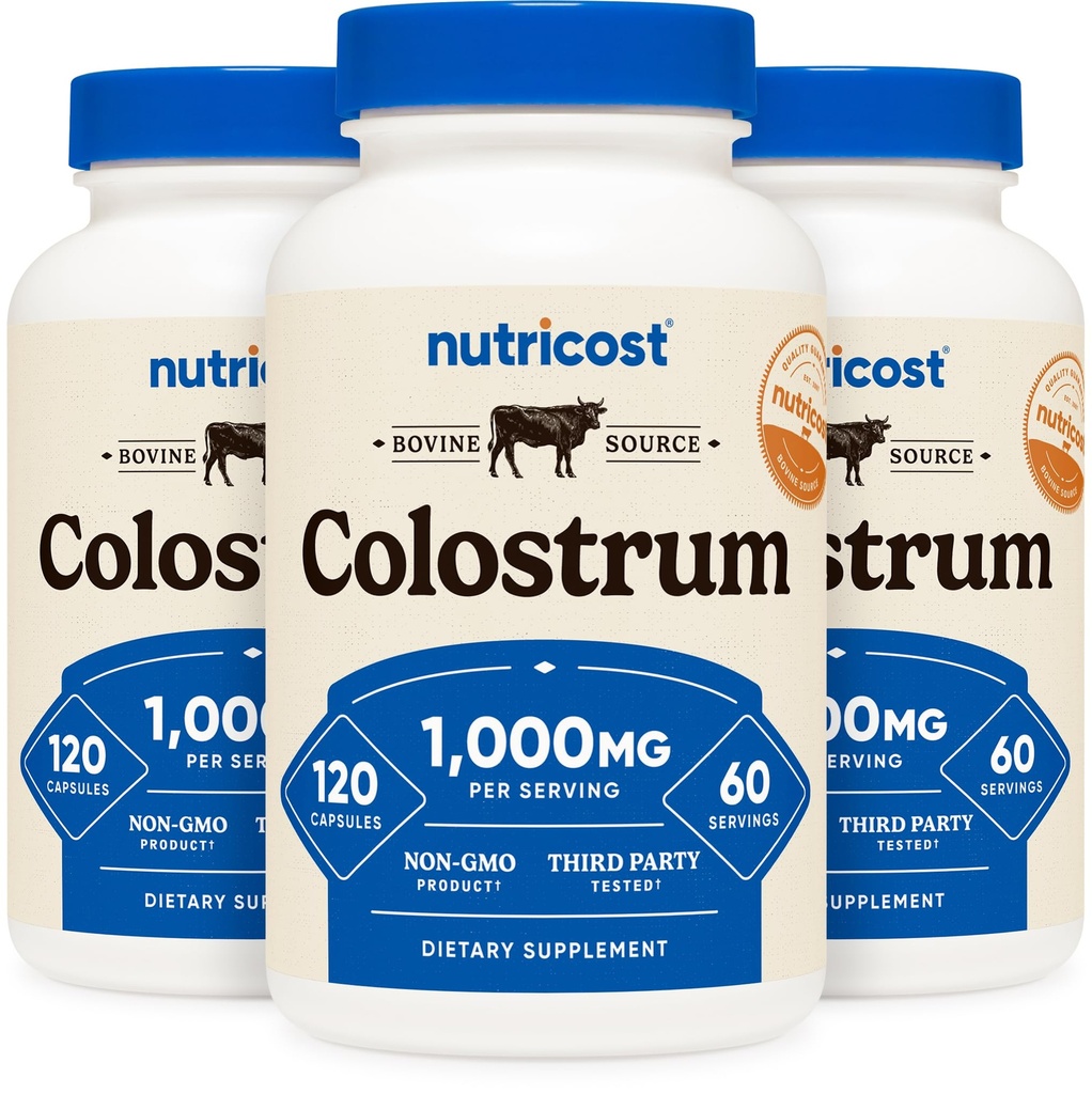 Nutricost Colostrum 1000mg, 120 Caps, 60 σέρβις (3 μπουκάλια)