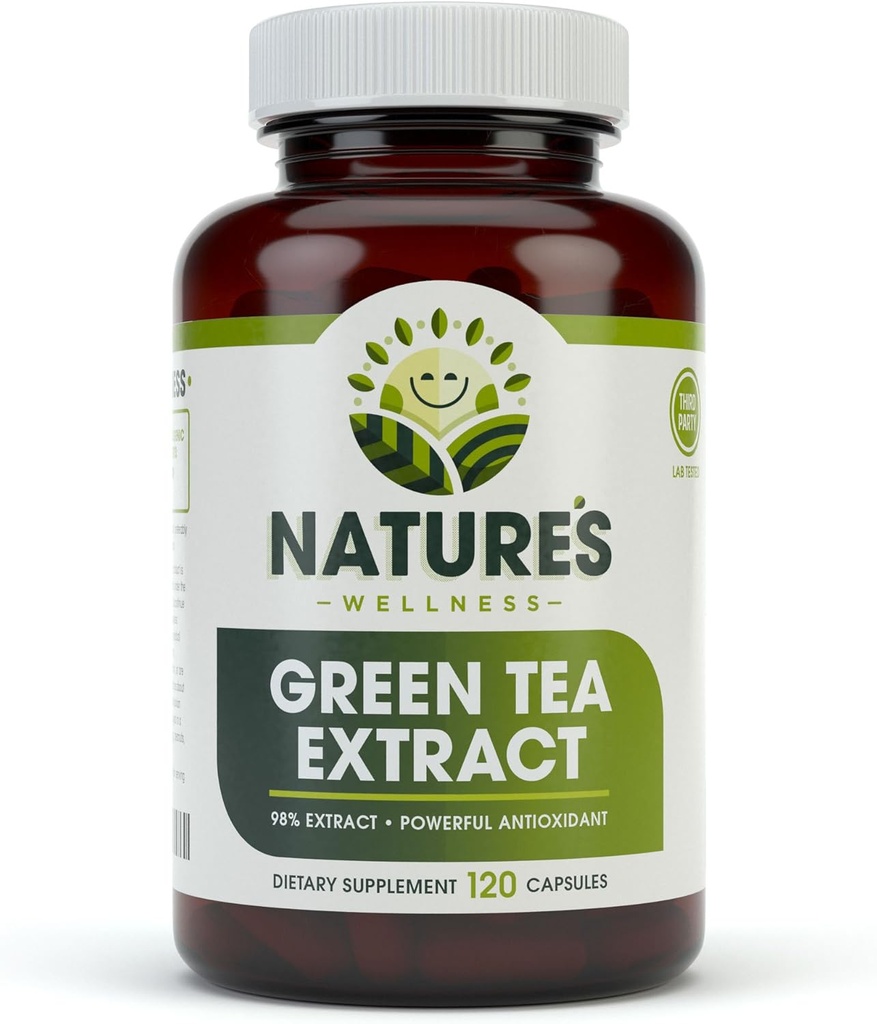 Green Tea Extract 98 EGCG ile Standartlaştırılmış | Sağlıklı Kilo Desteği, Metabolism, Enerji, Kalp Sağlığı | Yeşil Çay Kapsülleri Antioksi ve Free Radikal Scavenger 1000 mg