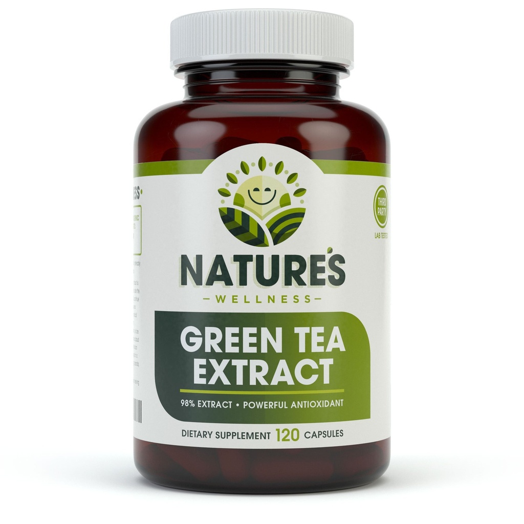 Green Tea Extract 98 EGCG ile Standartlaştırılmış | Sağlıklı Kilo Desteği, Metabolism, Enerji, Kalp Sağlığı | Yeşil Çay Kapsülleri Antioksi ve Free Radikal Scavenger 1000 mg