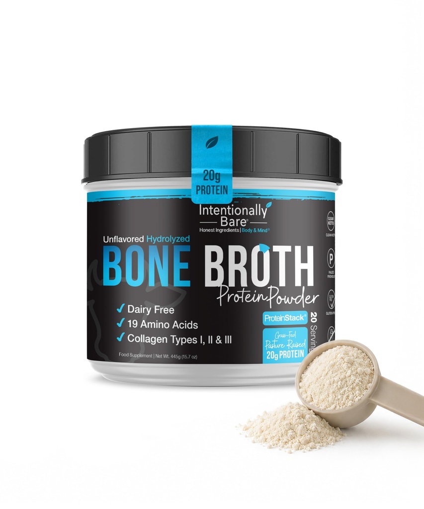 Amaçlı olarak Bare Bone Broth protein Toz Unflavored - Grass Fed Protein Toz Multi Collagen, Tip 1 2 ve 3 - Süt Free Bone Broth Toz Skin, Gut ve Ortak - 20 Hizmetler