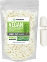 XPRS Nutra Boyutu 00 Boş Kapsüller - 500 Kont Boş Vegan Capsules - Vejetaryen Boş Pills - DIY Sebze Kapsülü - Veggie Pill Caps (Beyaz)