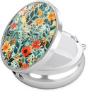 Nipichsha Pill Box, Small Pill Case for Purse & Pocket, Cute Travel Medicine Organizer, Portable Medicine Container Holder to Hold Vitamins, Medication, Fish Oil & Supplement, B06-Beautiful Flowers