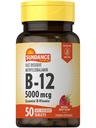 Sundance Vitamin B12 Hızlı Dissolve Tabletler | 5000 mcg | 50 Kont | Metilcobalamin | Natural Berry Flavor | Vegetarian, Non-GMO, and Gluten Free Supplement