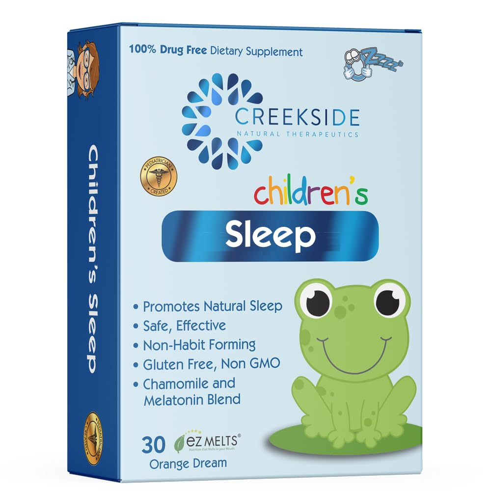 Creekside Naturals Children's Sleep, Melatonin ve Chamomile, Zero Sugar, Vegan, Pediatrik Formula, Orange Dream Flavor, 30 EZ Melt Tabletleri