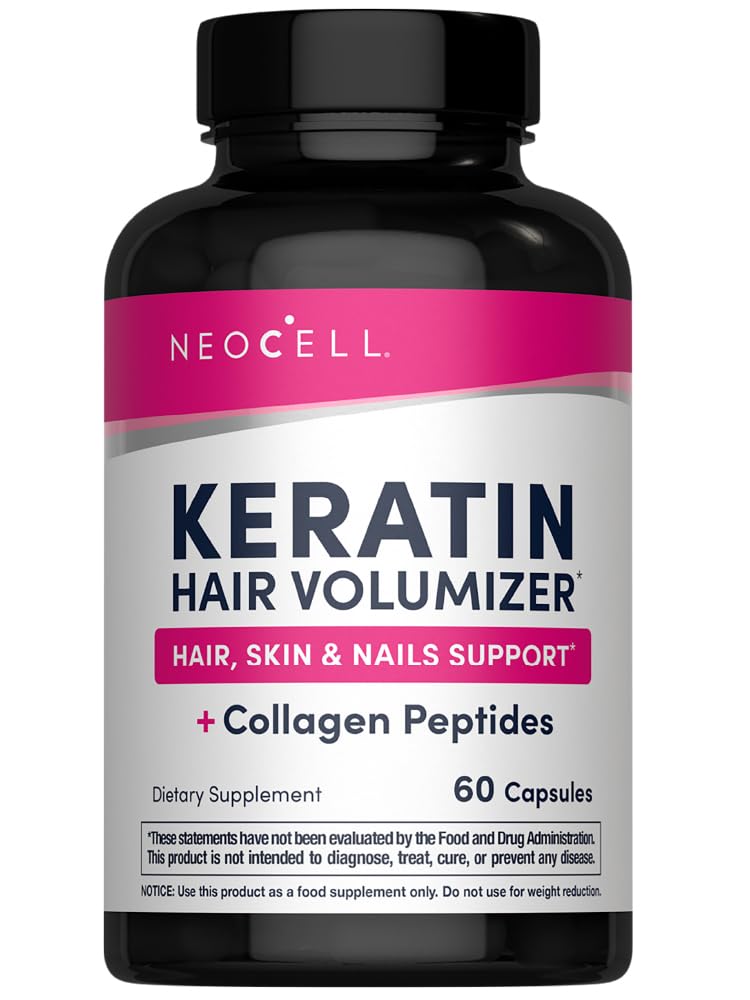 NeoCell Keratin Saç Voumizer with Collagen, Amla Extract and Vitamin C, Saç ve Skin Supplement, Capsule, 60 Kont, 1 Şişe