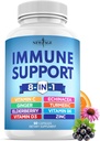 NEW AGE 8 in 1 Immune Support ATM Supplement with Echinacea, Vitamin C ve çinko 50 mg, D 5000 IU, Turmeric Curcumin & Ginger, B6, Elderberry 60 Count (Pack of 1)