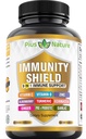 9-in-1 Immune Support Vitamin C (1000 mg), Vitamin D3 (5000 IU), Çinko (22 mg) Elder, Turmeric, Echinacea, Ginger, Garlic ve Pre+Pro-Biotic per Service (120 caps per Şişe - 2 ay Supply)