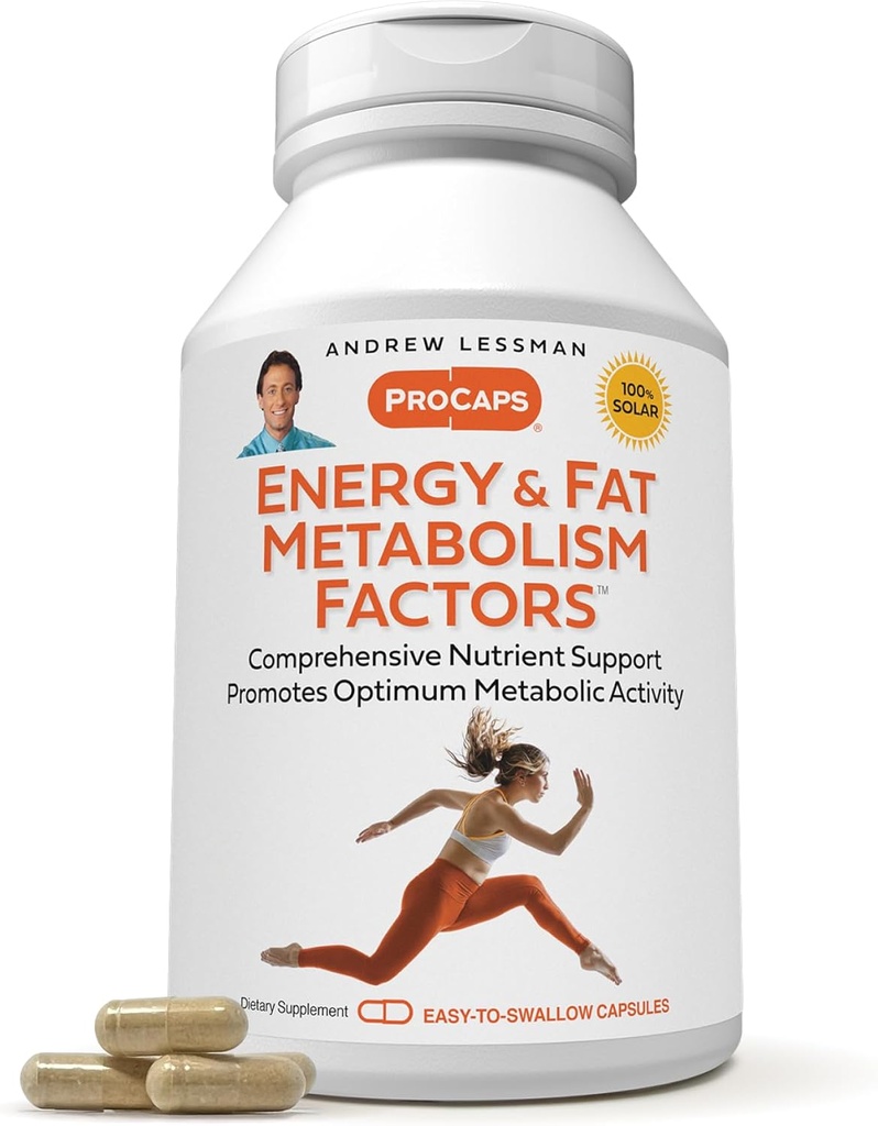 ANDREW LESSMAN Enerji ve Fat Metabolism Faktörleri 180 Capsules - Carnitine, Green Tea, Guarana, Ginseng, B-Complex ile Optimum Fat Yanağı ve Enerji Metabolism'ı teşvik eder. Swallow Capsules kolay