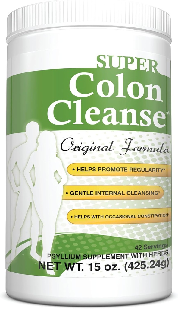 Health Plus Super Colon Cleanse Original Formula (1990-2025), 15 oz Powder, 42 σέρβις, με Psyllium Husk και Senna Leaf για την ανακούφιση της δυσκοιλιότητας και την πυγμή υποστήριξη