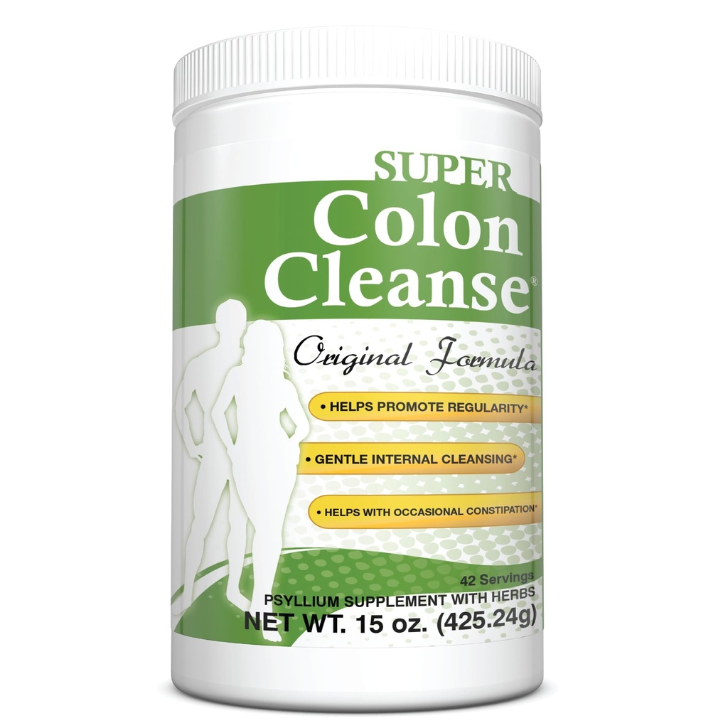 Health Plus Super Colon Cleanse Original Formula (1990-2025), 15 oz Toz, 42 Hizmet, Psyllium Husk ve Senna Leaf for Constipation Relief and Digestive Support Support